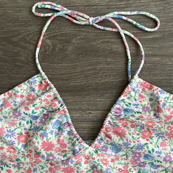 Princess Polly Halter Neck Mini Dress White Multicolor Floral Size US 6 Feminine - Picture 5 of 10